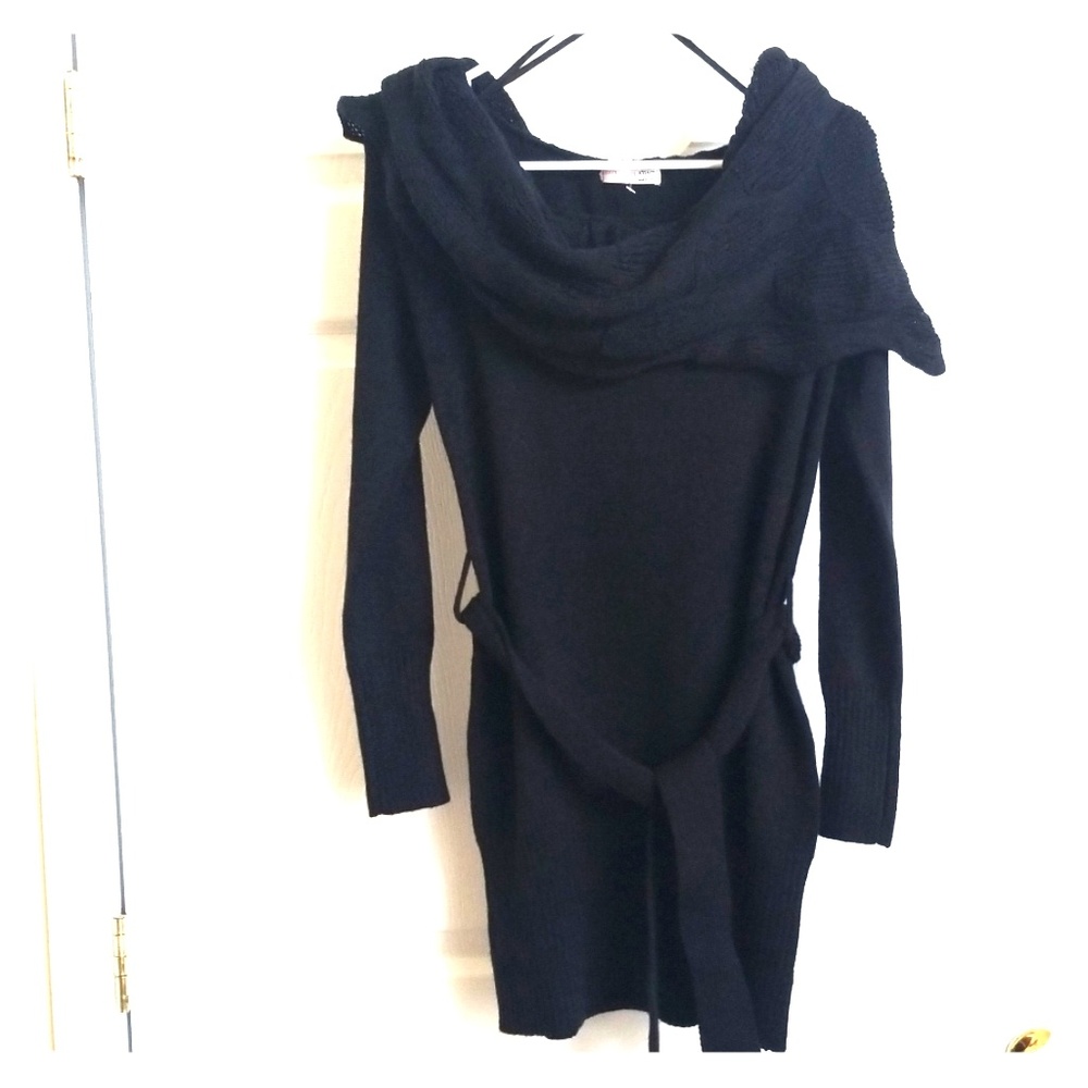 Black cowl neck sweater dress or top